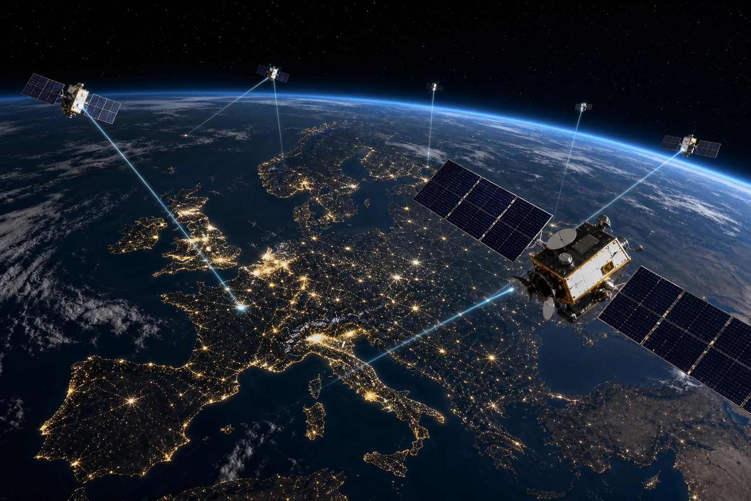 Πρωτότυπη εννοιολογική συντακτική εικόνα για το θέμα «IRIS² takes another step toward European secure satellite connectivity»· δεν απεικονίζει το πραγματικό γεγονός, πρόσωπα ή την εικόνα της πηγής.
