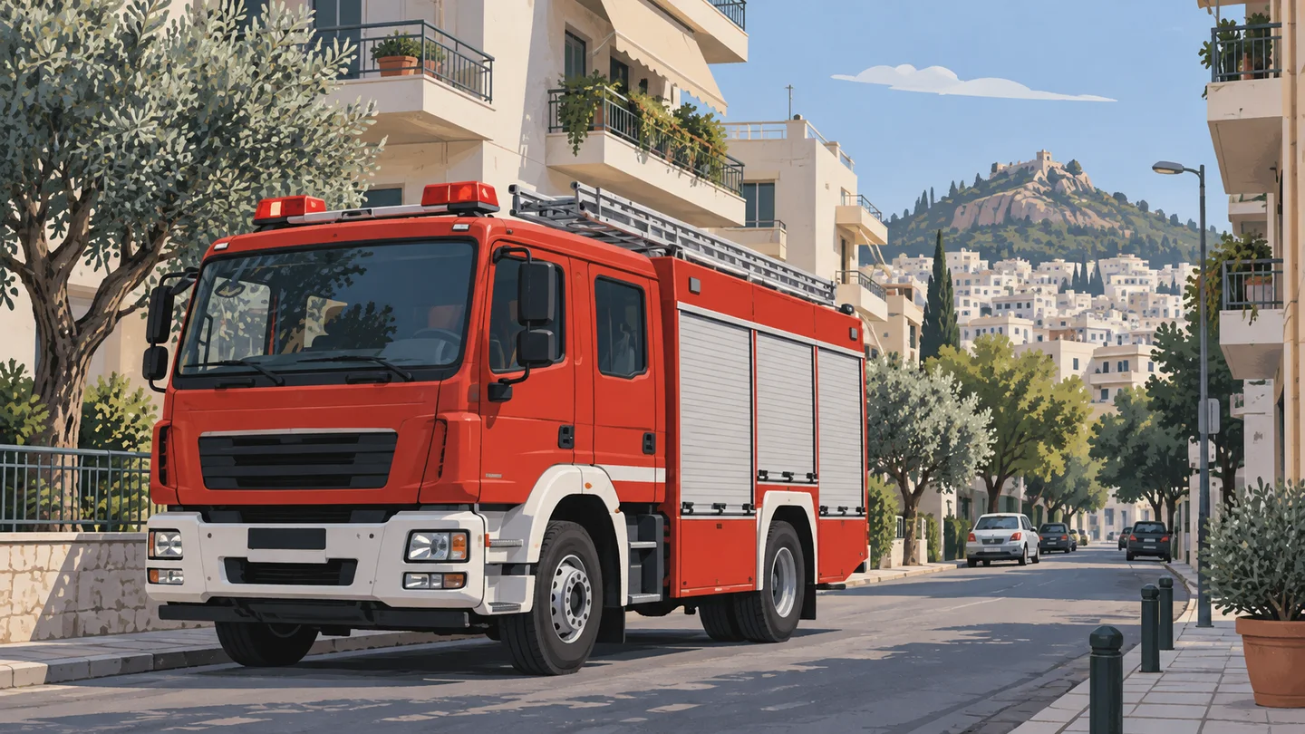Ενδεικτική εικόνα πυροσβεστικού οχήματος, δημιουργημένη με AI. Δεν απεικονίζει το περιστατικό στον Βύρωνα.